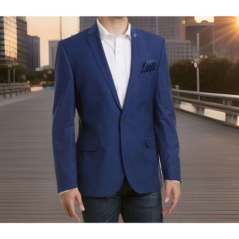 Nick Graham Men's Slim Fit Stretch Blazer, Blue Tonal, 38S